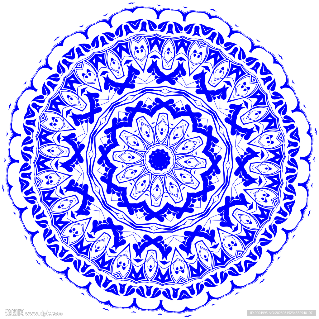 圆形青花瓷花纹