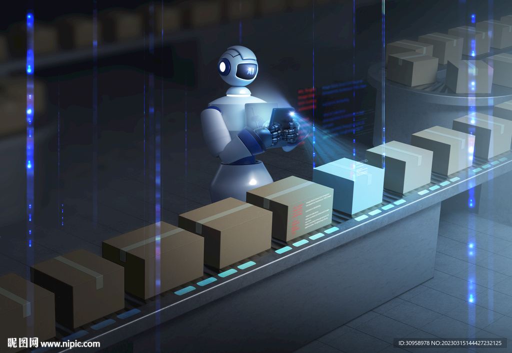 机器人快递仓储海报模板设计