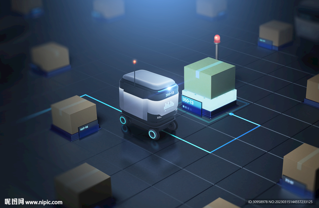 仓库机器人分拣海报模板设计