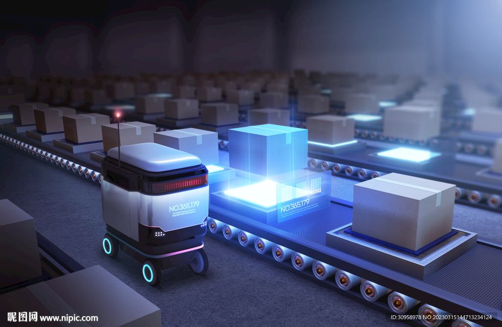 智能机器人配送海报模板设计