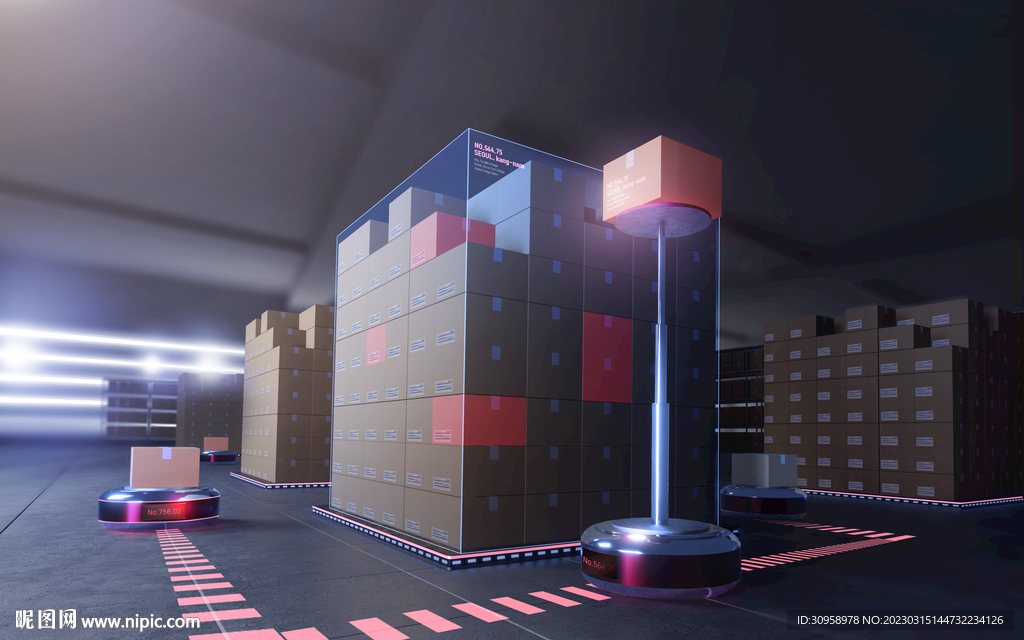 智能仓库物流海报模板设计