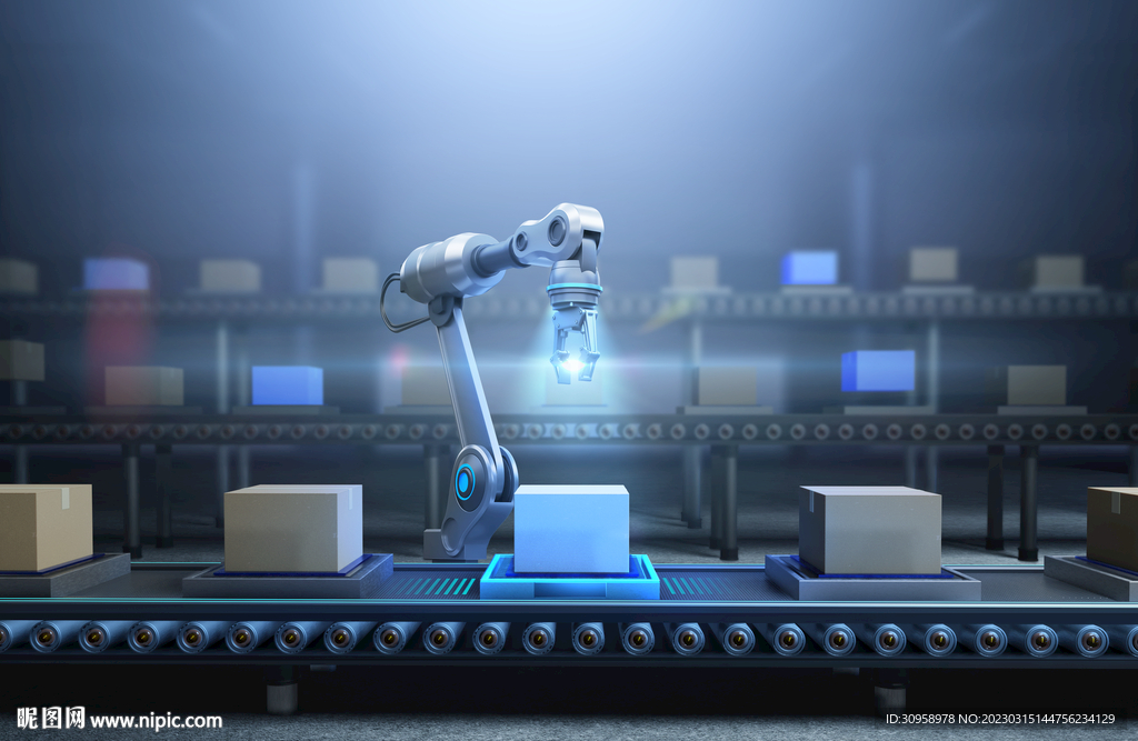 机械臂物流仓库海报模板设计