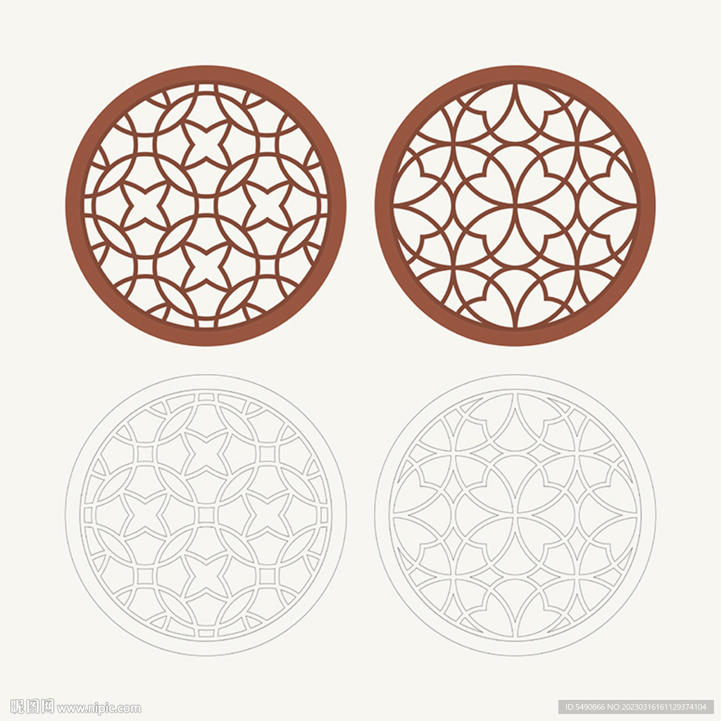 圆形窗花格 花窗 中式图案