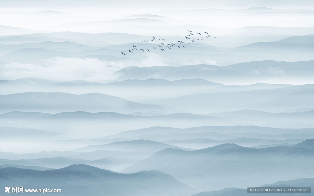 现代新中式水墨画背景墙