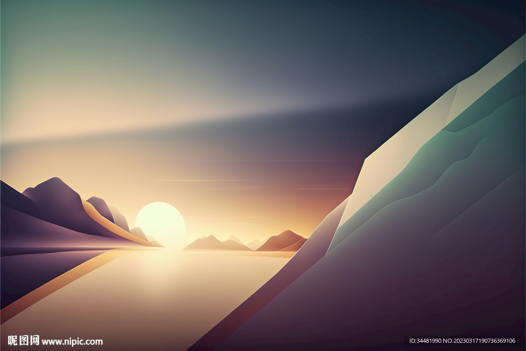 抽象日落日出