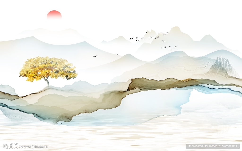 简约 沙发电视山水 tif分层