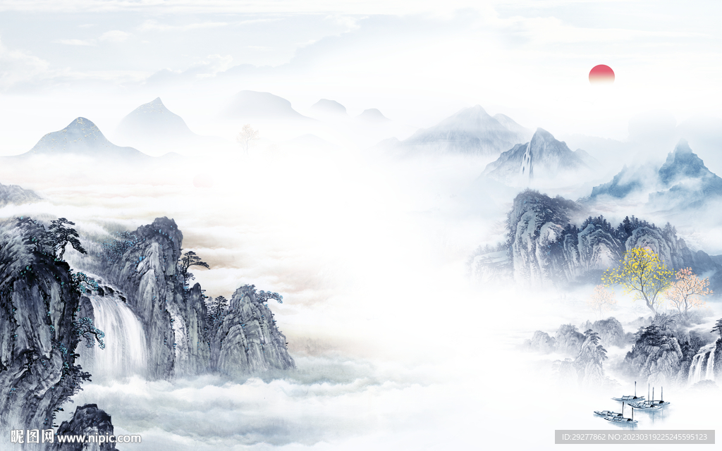 新款 电视背景山水 TiF分层