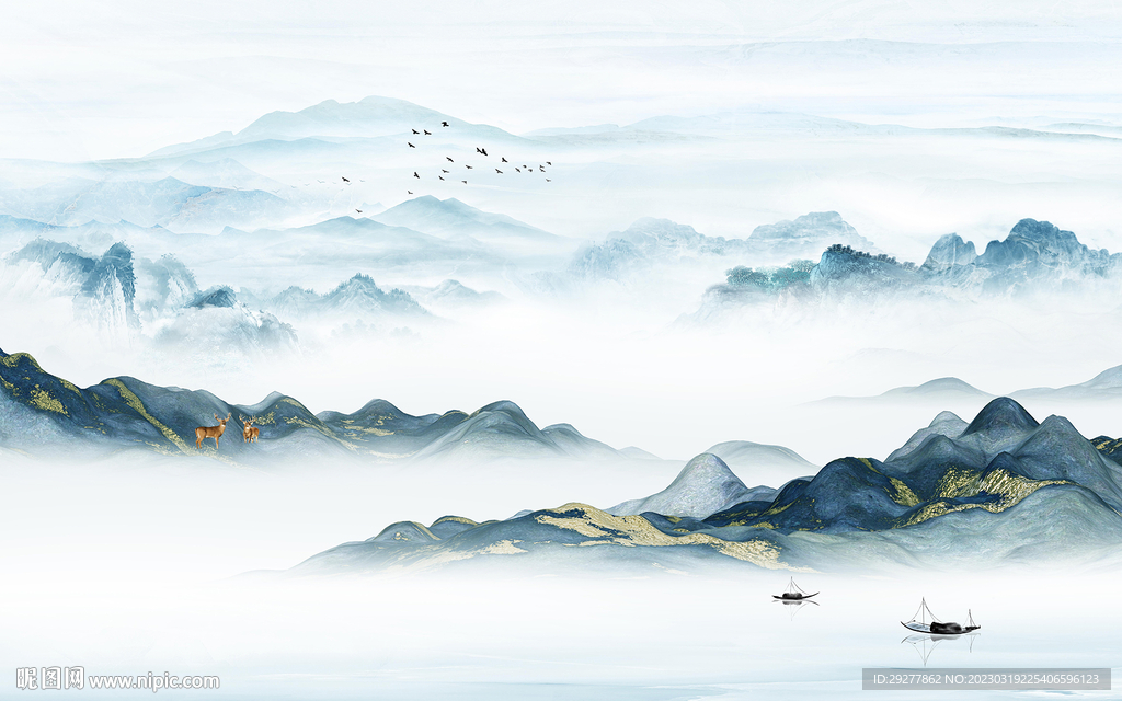 高端 电视背景山水 TiF分层