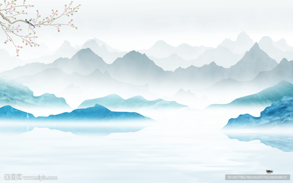 高档 电视背景山水 TiF分层