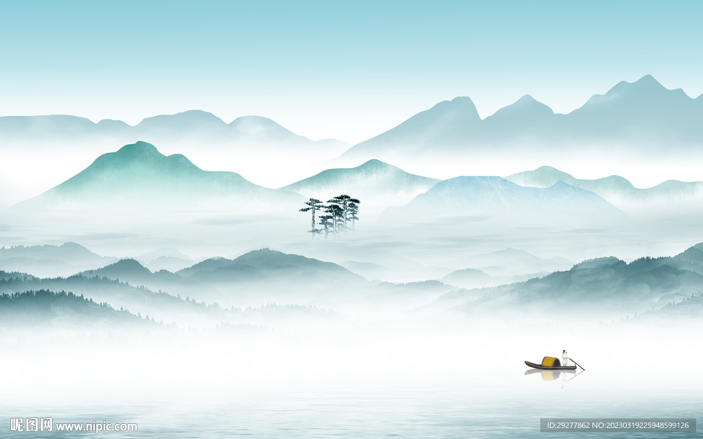 简约 电视背景山水 TiF分层