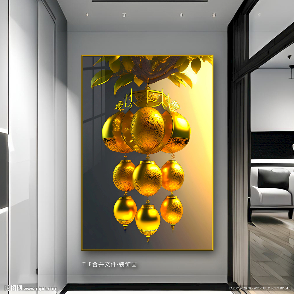 富贵玄关装饰画