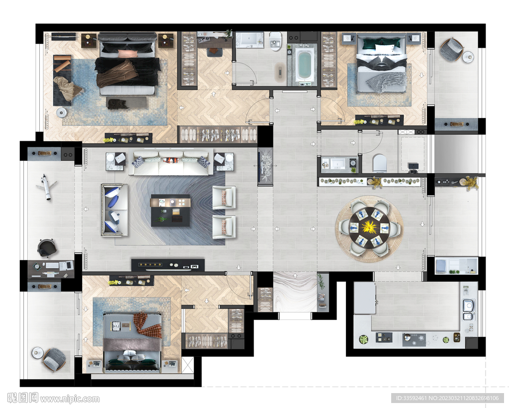 室内彩平户型图PSD