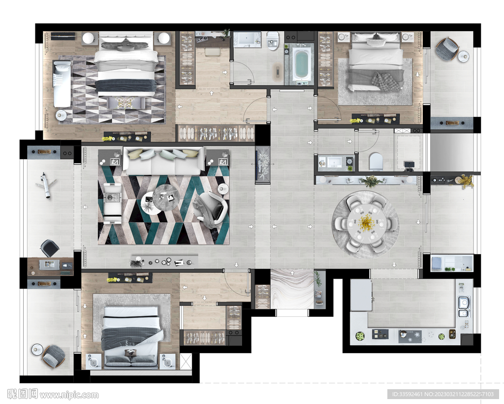 户型图 彩平图 家装平面设计