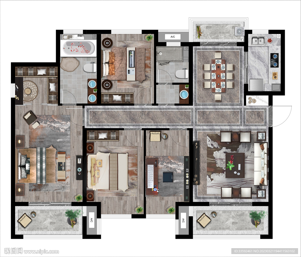 豪宅中式彩平图