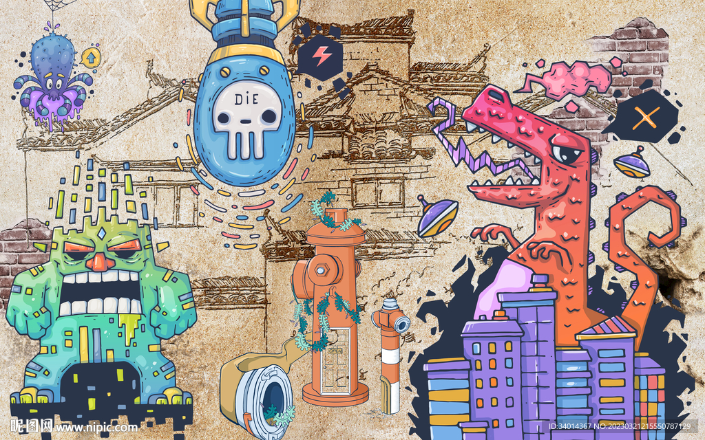 创意涂鸦背景墙