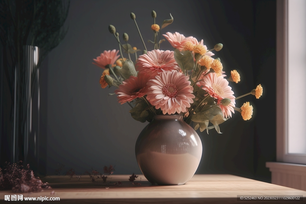 插满小花的花瓶