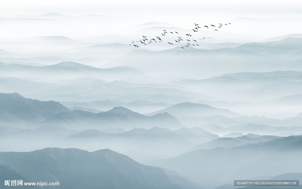 新中式水墨山水画背景墙