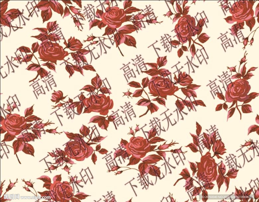 数码印花 大牌花型 手绘花 