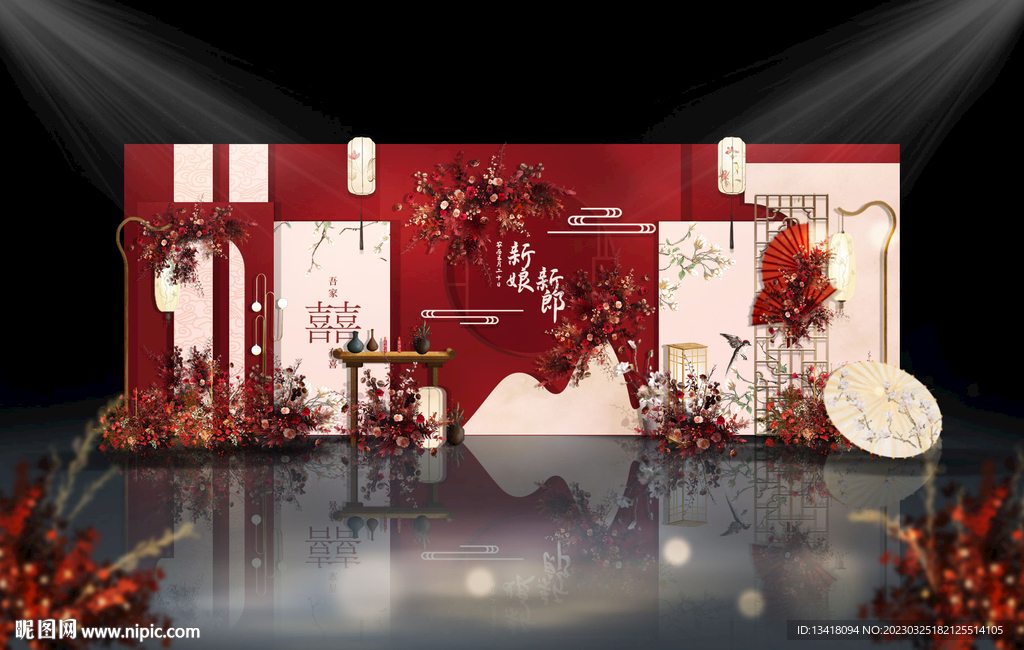 新中式红色迎宾区婚礼
