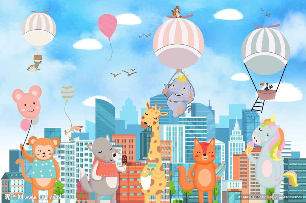 动物卡通背景墙