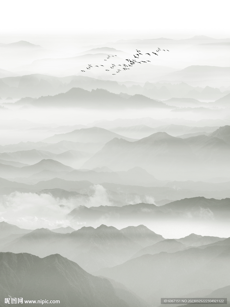 中式餐厅山水画背景墙