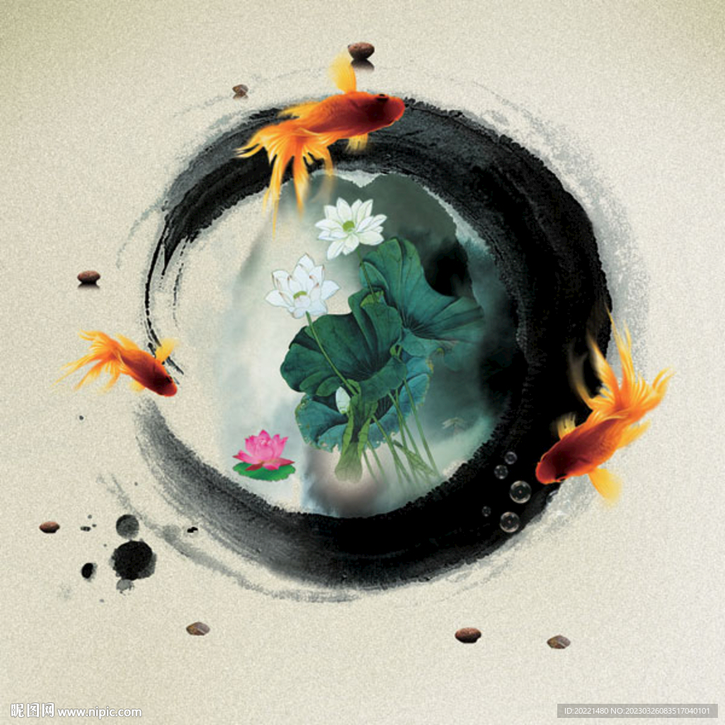 荷花水墨图 装饰画