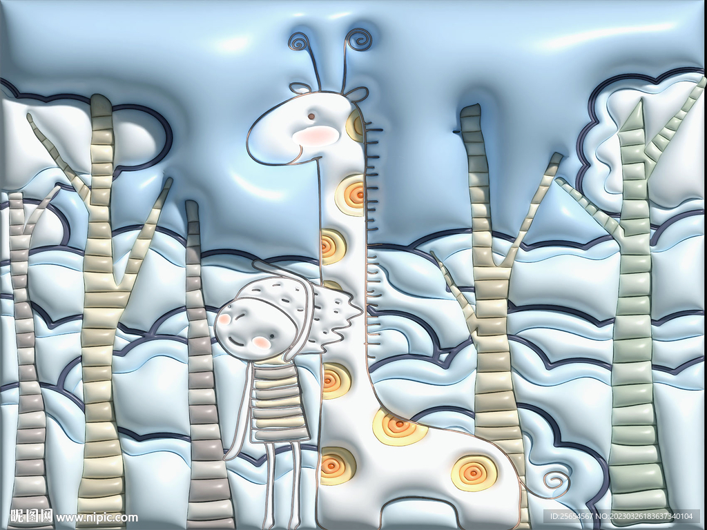 立体树林膨可爱儿童房电视背景墙