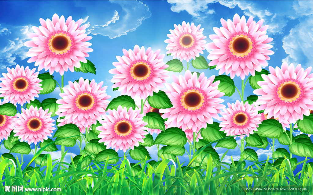 向日葵美丽花海电视背景墙