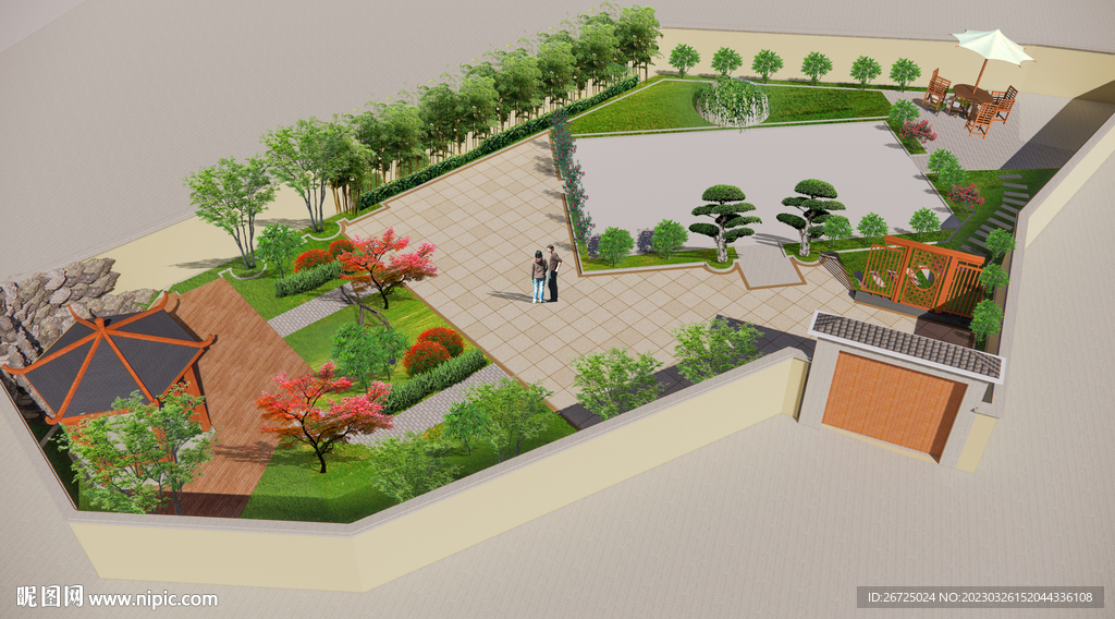 别墅庭院院子景观设计案例效果图