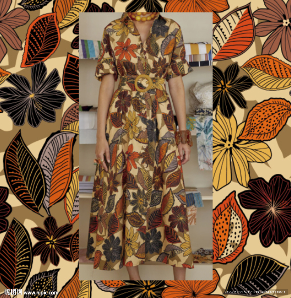 大牌 数码 印花 叶子花