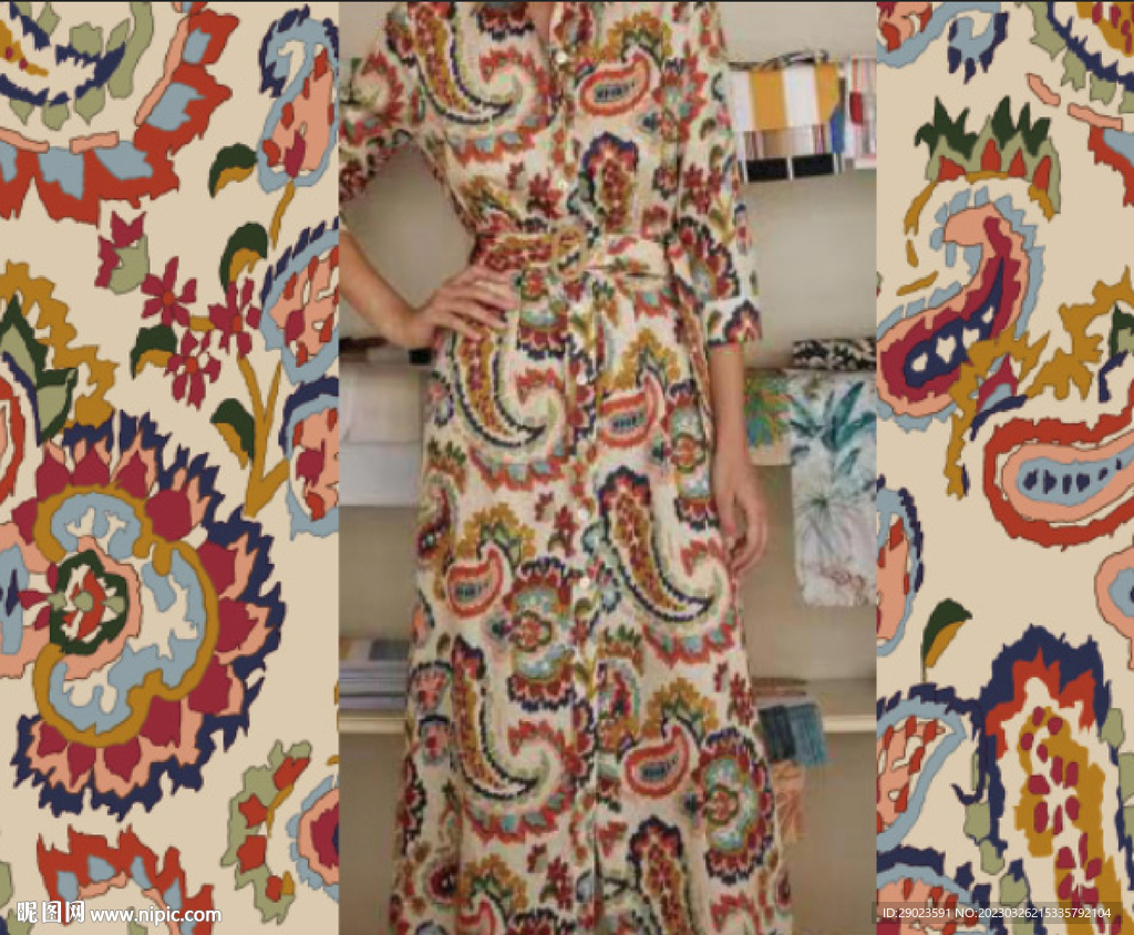 大牌 数码 印花 腰果花