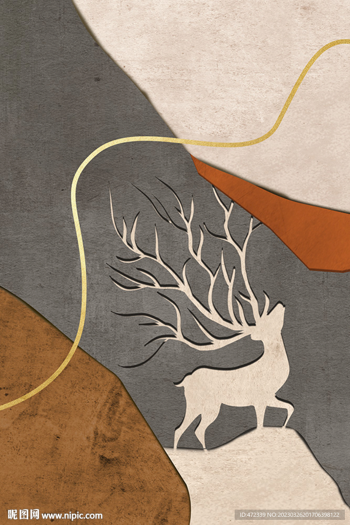 现代麋鹿装饰画