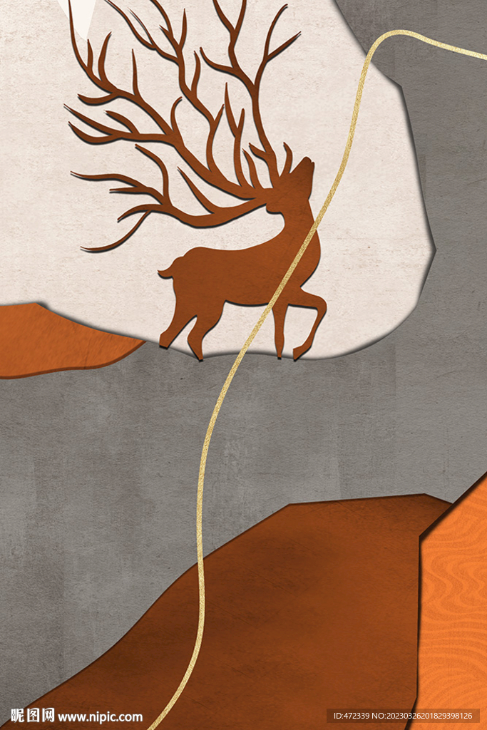 新中式麋鹿装饰画