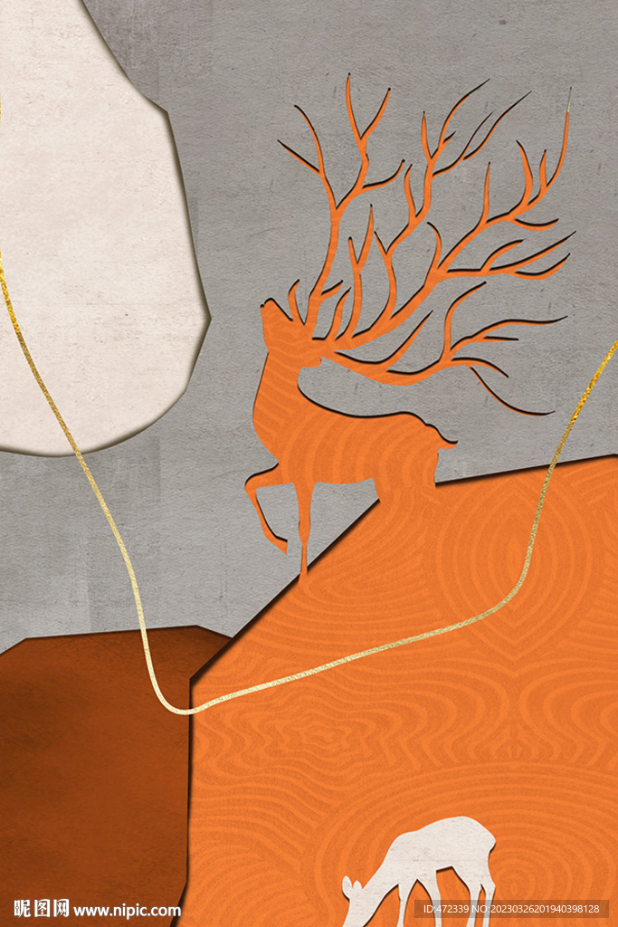 石来运转麋鹿装饰画