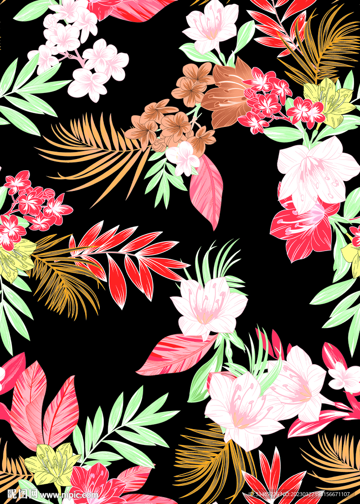 叶子大牌手绘花 