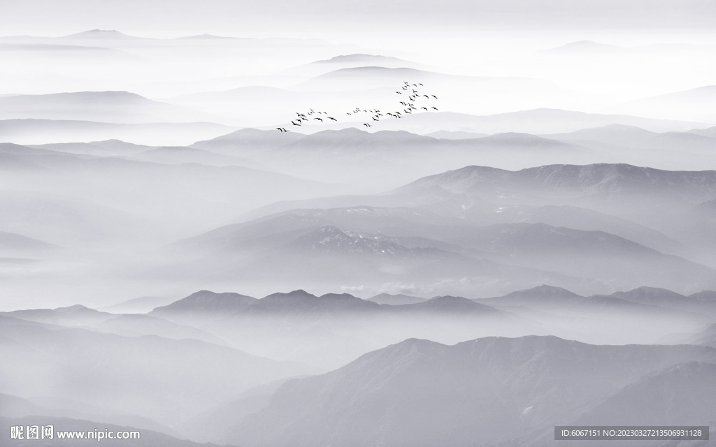 新中式水墨山水画背景墙