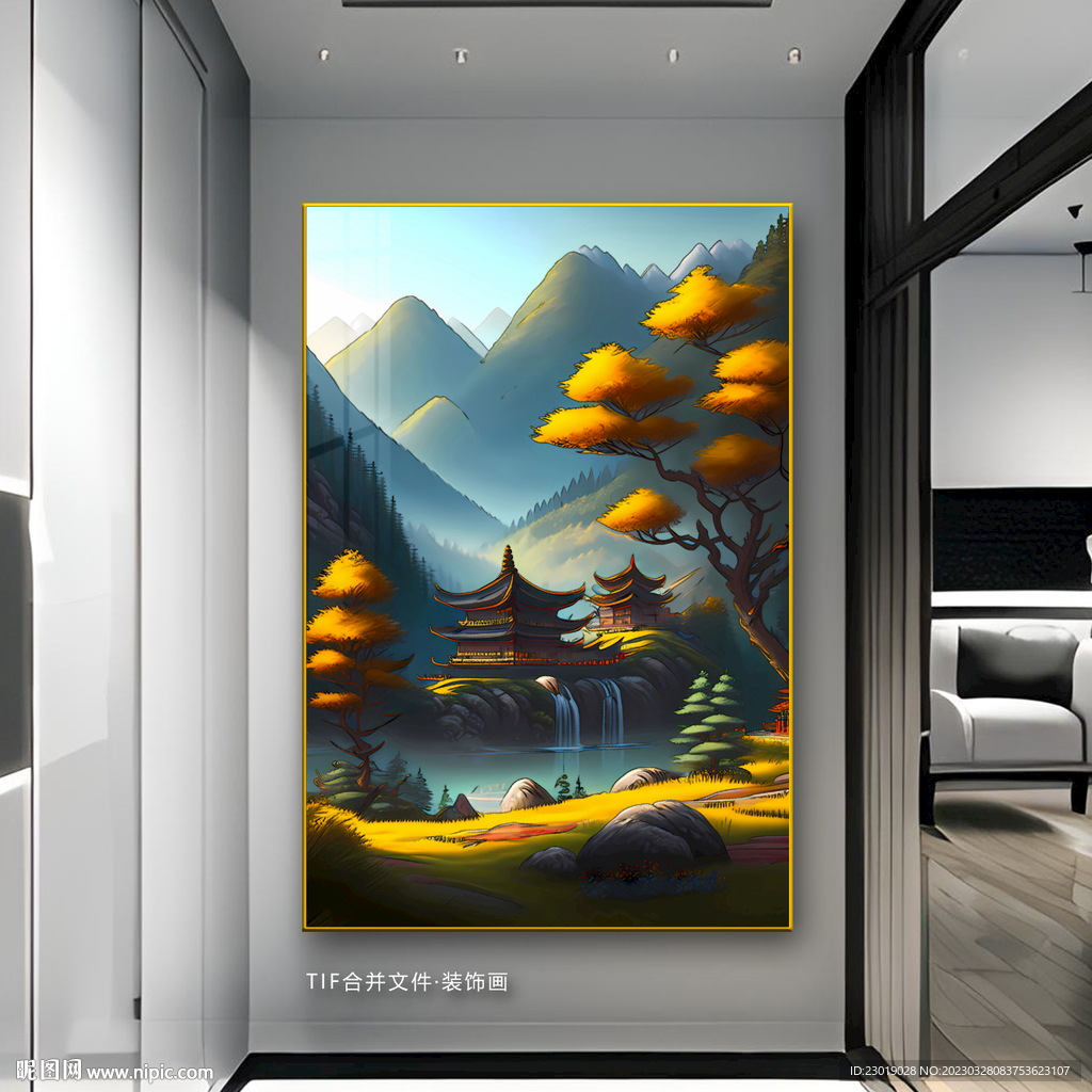 意境水墨山水画