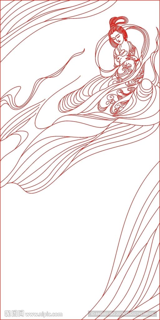 嫦娥兔子线条图图案