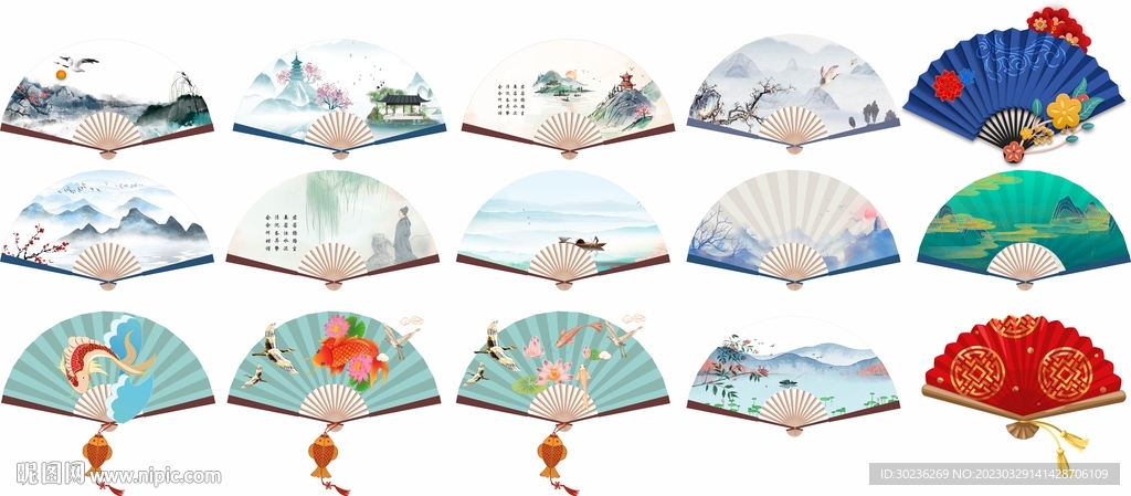 中式水墨画扇子