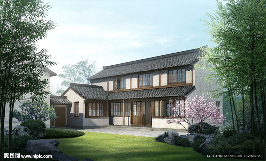 古建中式庭院效果图