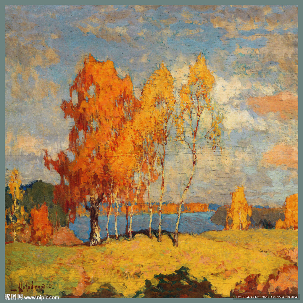 围巾 方巾 油画