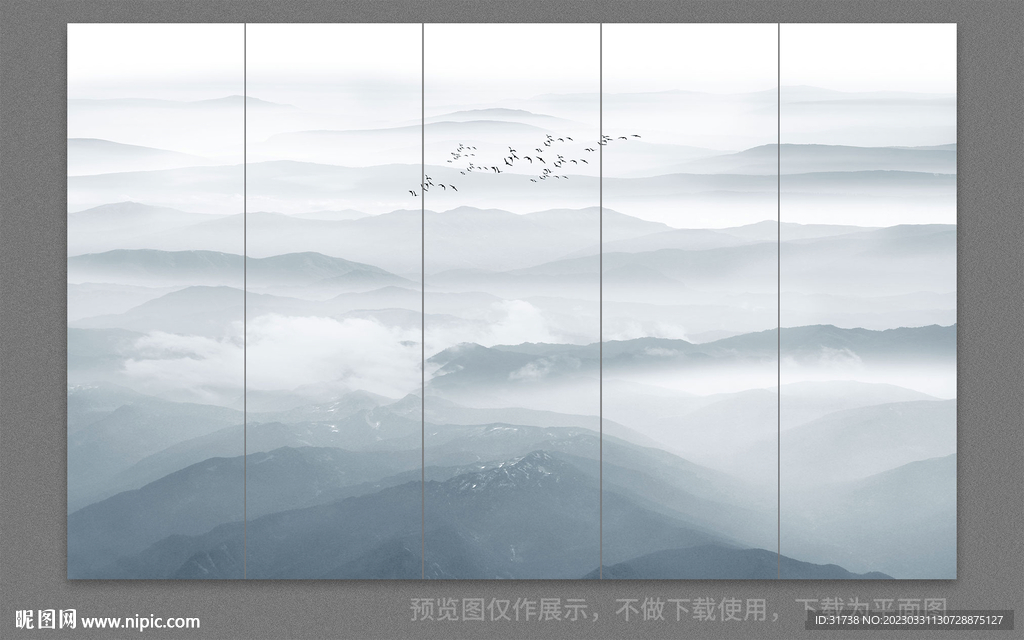 中式屏风隔断山水画