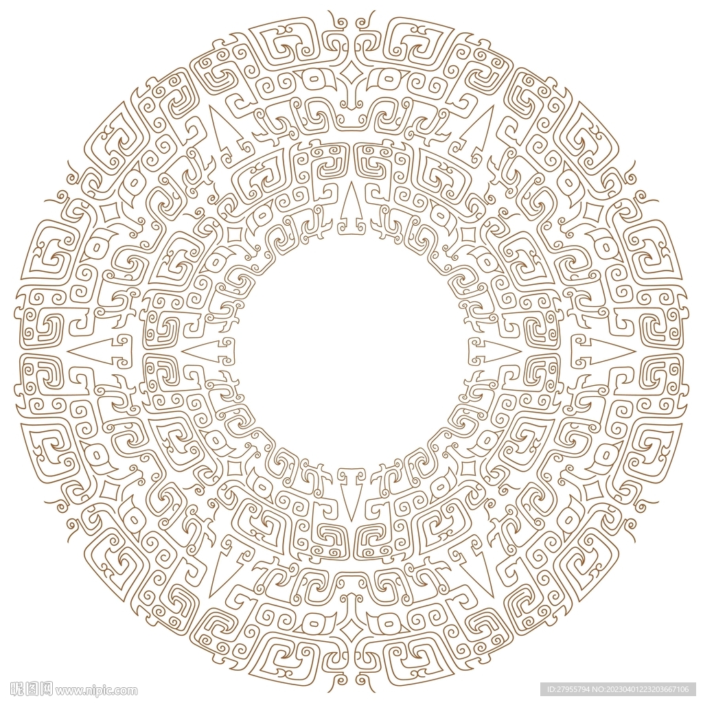 青铜纹矢量圆环设计线