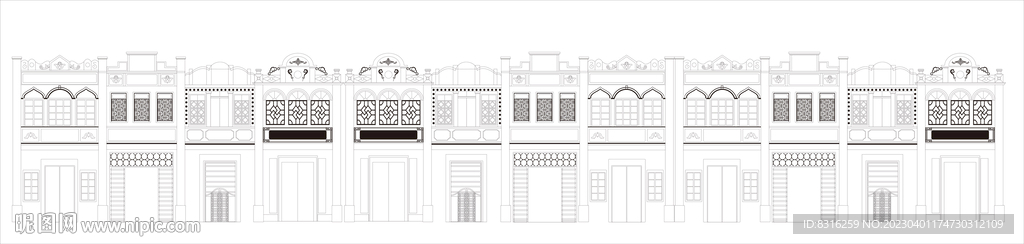 老骑楼建筑线稿