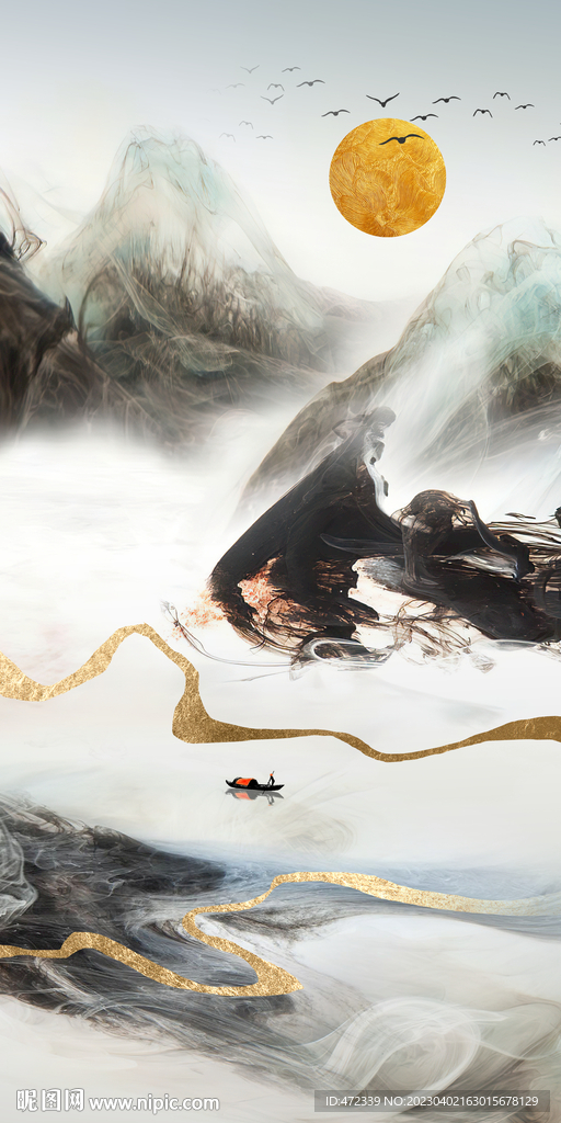 新中式水墨山水装饰画