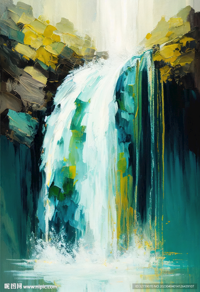 当代油画 飞流直下