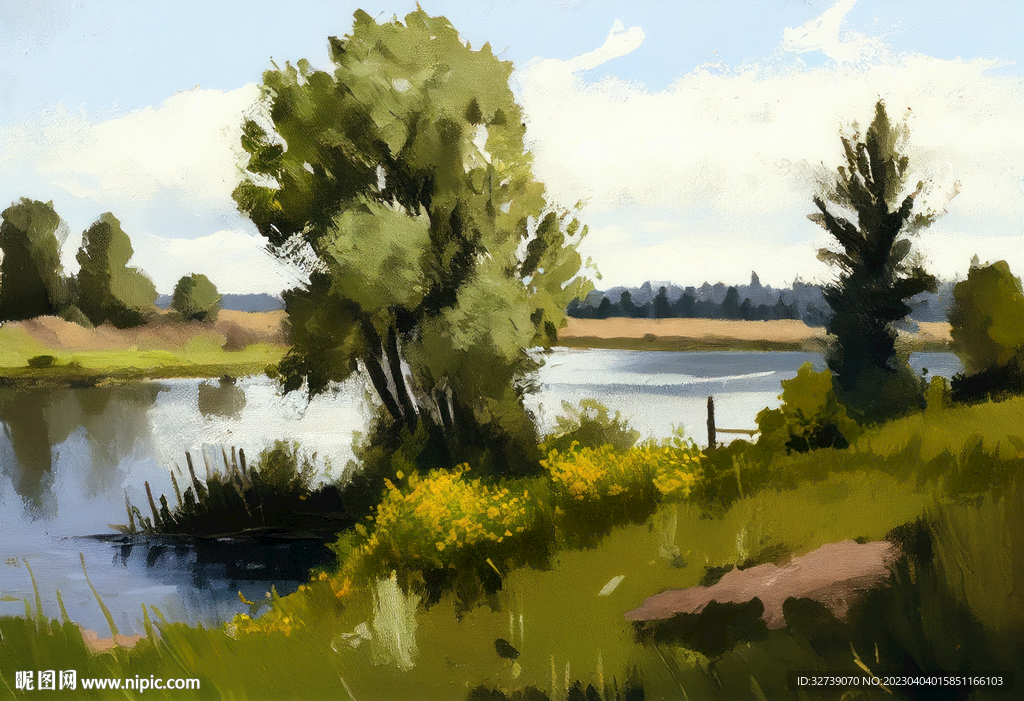 当代油画 田野的春天