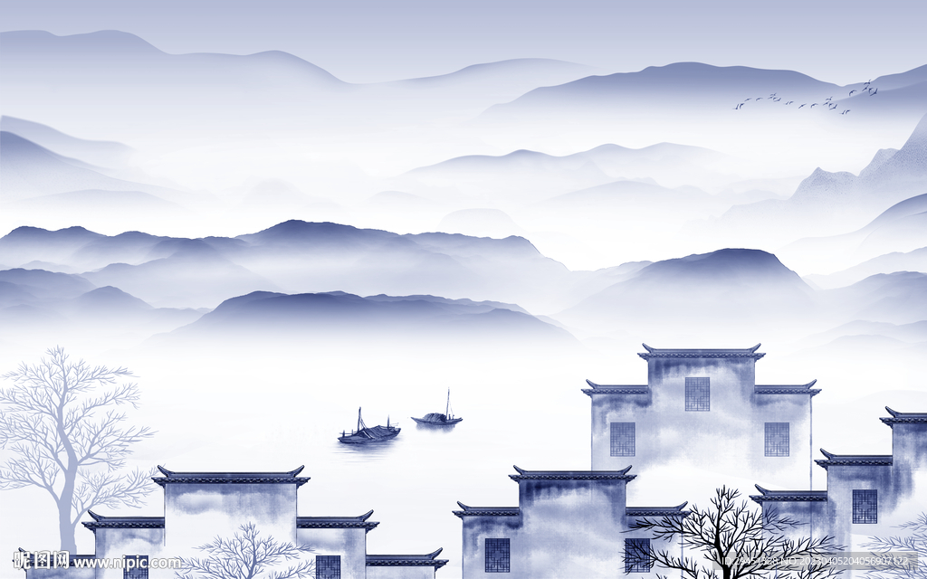 新款 电视客厅山水 tif分层