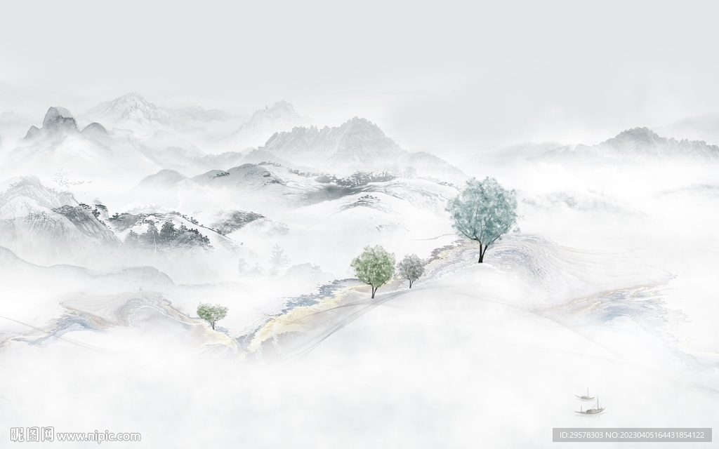 新品 意境背景山水 tIf分层
