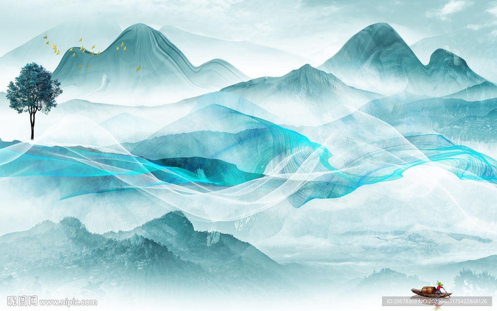 现代 意境背景山水 tIf分层